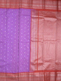Gadwal pattu saree purple color allover zari motifs & kanchi border with rich pallu and contrast plain blouse