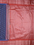 Gadwal pattu saree navy blue color allover zari motifs & kanchi border with rich pallu and contrast plain blouse