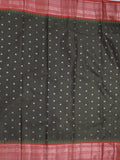 Gadwal pattu saree black color allover zari motifs & kanchi border with rich pallu and contrast plain blouse