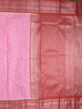 Gadwal pattu saree baby pink color allover zari motifs & kanchi border with rich pallu and contrast plain blouse