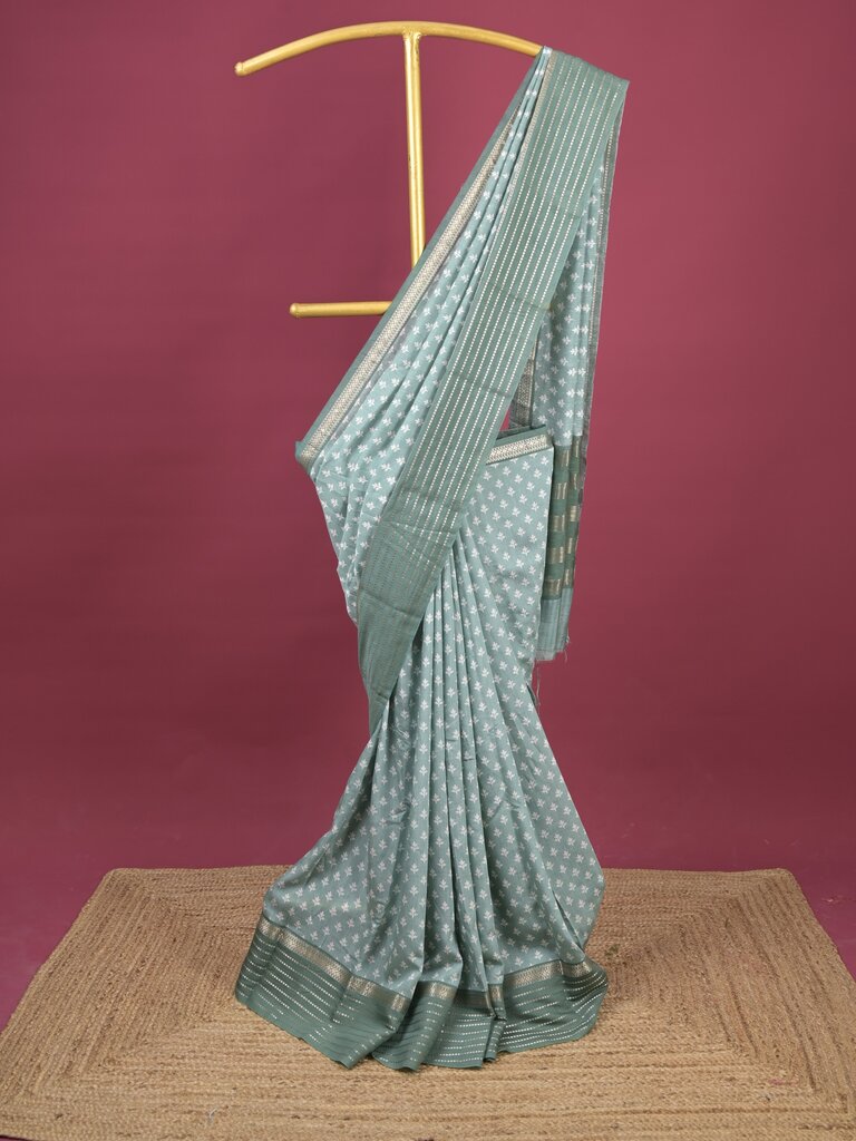 Maheshwari fancy saree for women | grey | zari border | party wear