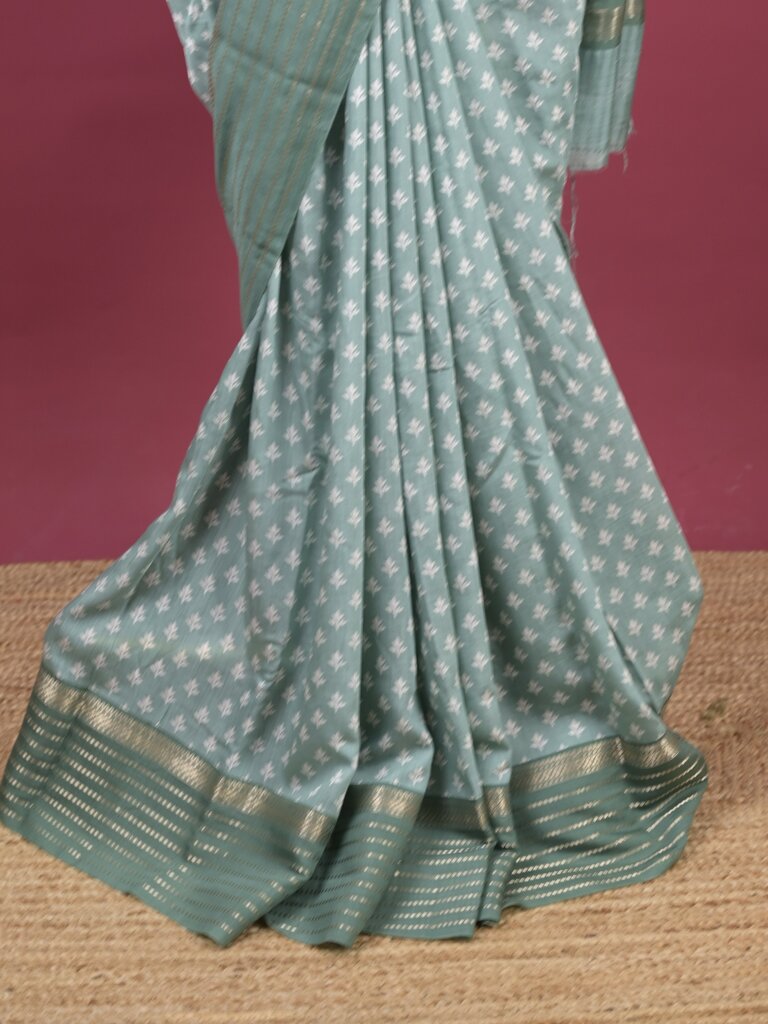 Maheshwari fancy saree for women | grey | zari border | party wear