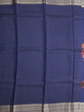 Maheshwari fancy saree royal blue color allover stripes, prints & zari border with zari pallu and plain blouse