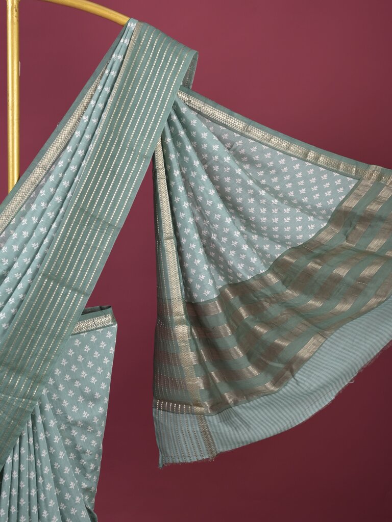 Maheshwari fancy saree for women | grey | zari border | party wear