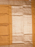 Dupion fancy saree golden yellow color allover zari motifs & zari border with rich pallu and plain blouse