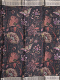 Georgette fancy saree black color allover prints & zari border with zari pallu and plain blouse