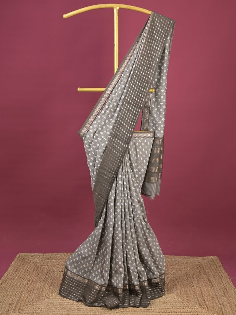 Maheshwari fancy saree for women | grey | zari border | party wear