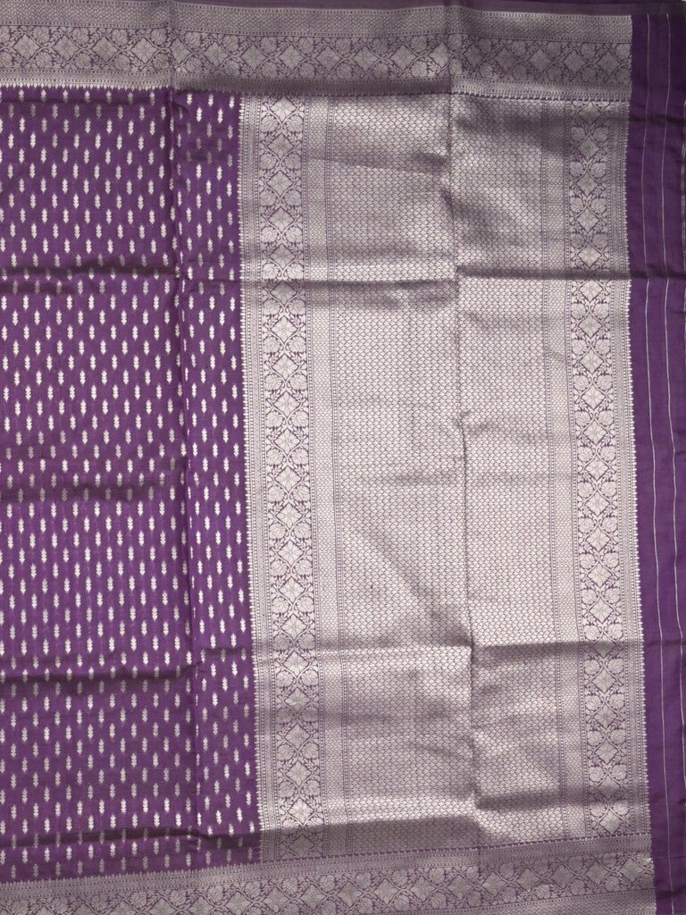 Dupion fancy saree violet color allover zari motifs & zari border with rich pallu and plain blouse