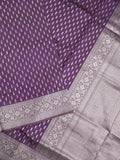 Dupion fancy saree violet color allover zari motifs & zari border with rich pallu and plain blouse