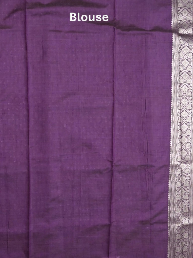 Dupion fancy saree violet color allover zari motifs & zari border with rich pallu and plain blouse
