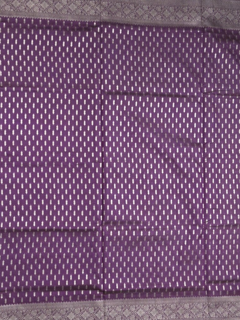 Dupion fancy saree violet color allover zari motifs & zari border with rich pallu and plain blouse