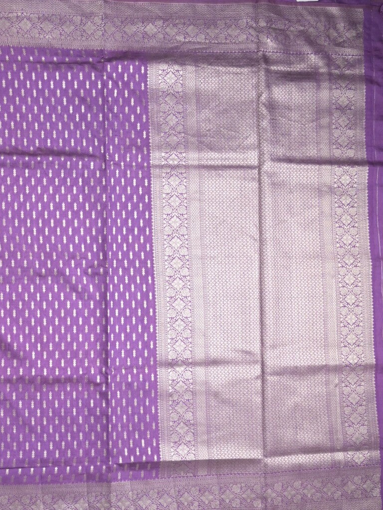 Dupion fancy saree purple color allover zari motifs & zari border with rich pallu and plain blouse