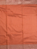 Dupion fancy saree orange color allover zari motifs & zari border with rich pallu and plain blouse