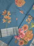 Organza fancy saree light snuff color allover zari motifs & zari border with zari weaving pallu and plain self blouse Copy