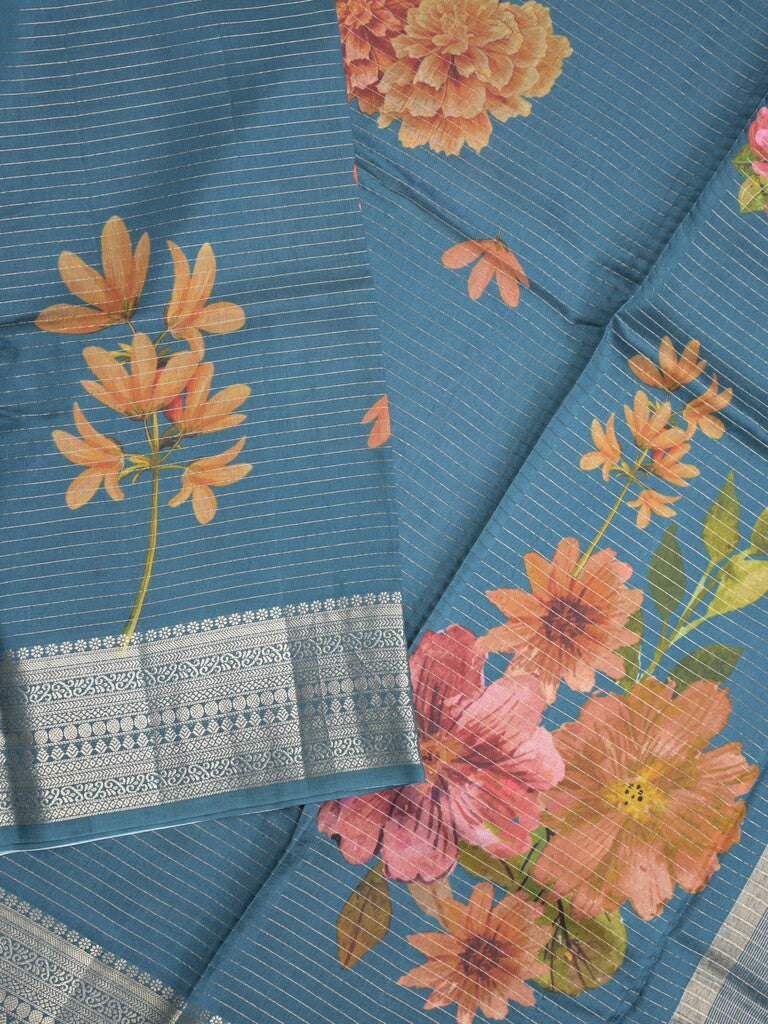 Organza fancy saree light snuff color allover zari motifs & zari border with zari weaving pallu and plain self blouse Copy