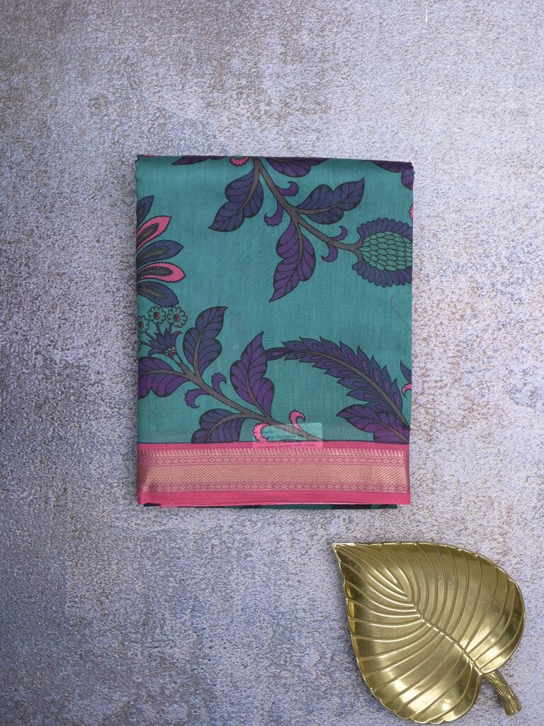 chanderi printed fancy saree for women | lemon yellow | zari border | party wear