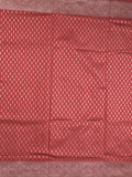Dupion fancy saree red color allover zari motifs & zari border with rich pallu and plain blouse
