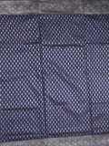 Dupion fancy saree navy blue color allover zari motifs & zari border with rich pallu and plain blouse