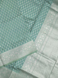 Dupion fancy saree lux green color allover zari motifs & zari border with rich pallu and plain blouse