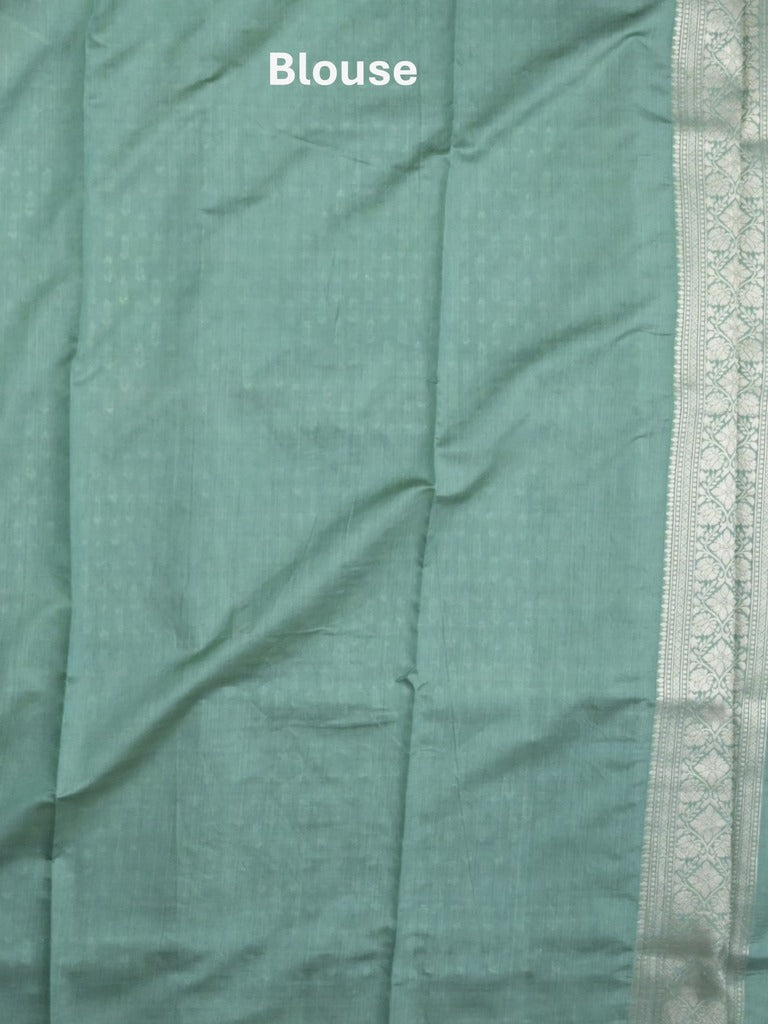 Dupion fancy saree lux green color allover zari motifs & zari border with rich pallu and plain blouse