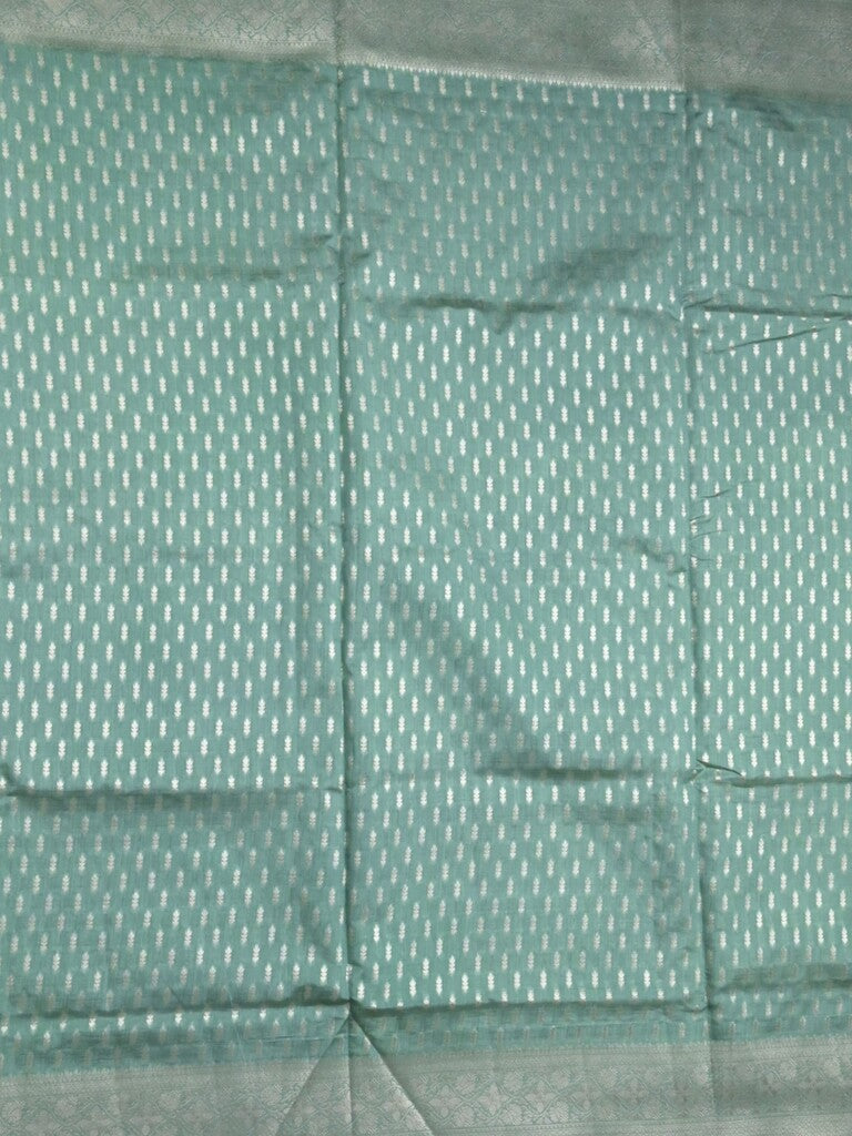 Dupion fancy saree lux green color allover zari motifs & zari border with rich pallu and plain blouse
