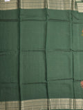 Maheshwari fancy saree bottle green color allover stripes, prints & zari border with zari pallu and plain blouse