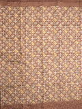 Crape fancy saree brown color allover prints & contrast border with printed pallu and attached plain blouse