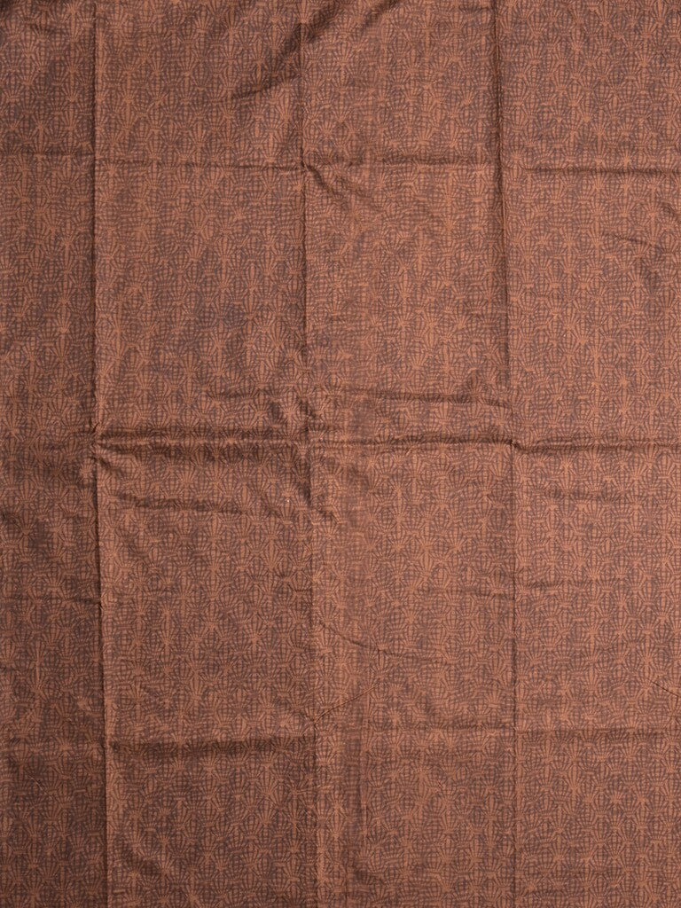 Crape fancy saree brown color allover prints & contrast border with printed pallu and attached plain blouse