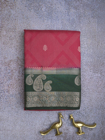 Dupion fancy saree for women | pink | zari border | party wear