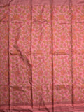 Crape fancy saree light pink color allover prints & contrast border with printed pallu and attached plain blouse