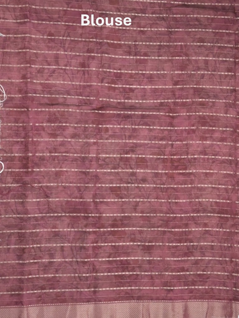 Maheshwari fancy saree white color allover prints & zari border with short zari pallu and contrast blouse