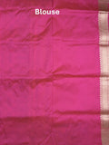 Banaras pattu saree rani pink color allover zari weaves & zari border with rich pallu and attached plain blouse