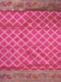 Banaras pattu saree rani pink color allover zari weaves & zari border with rich pallu and attached plain blouse