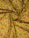 Crape fancy saree yellow color allover prints & contrast border with printed pallu and attached plain blouse