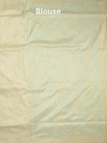 Banaras pattu saree pastel blue color allover zari weaves & zari border with rich pallu and attached plain blouse