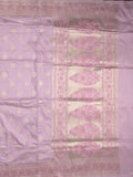 Banaras pattu saree pastel purple color allover zari weaves & zari border with rich pallu and attached plain blouse