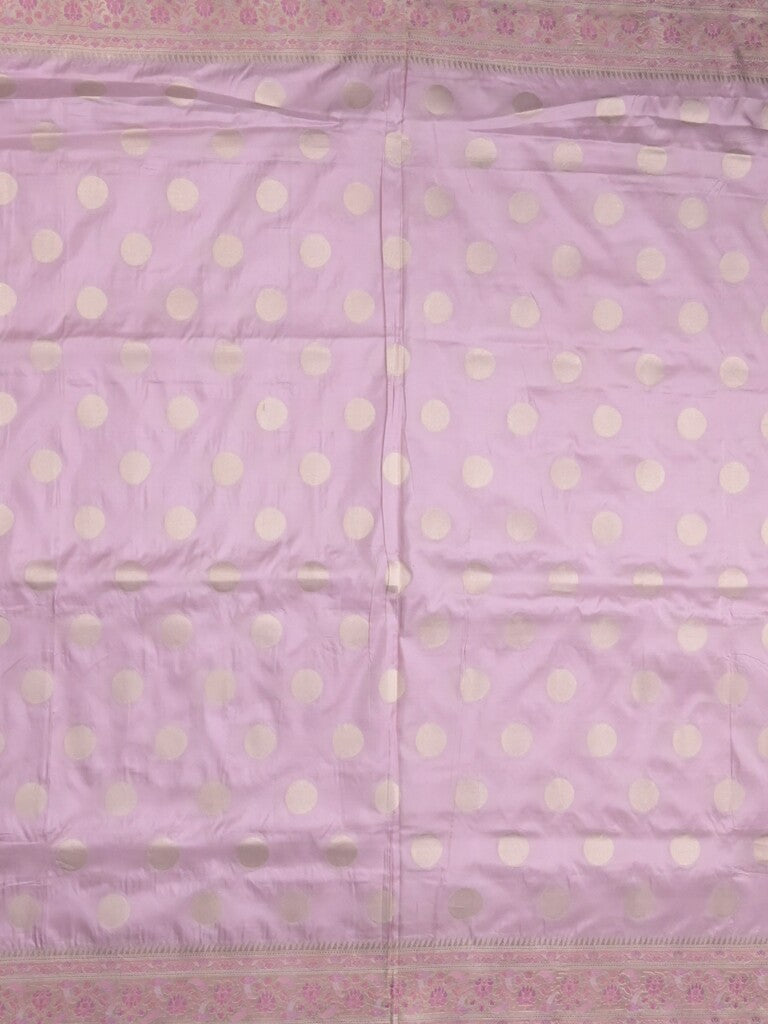 Banaras pattu saree pastel purple color allover zari weaves & zari border with rich pallu and attached plain blouse