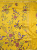 chanderi printed fancy saree for women | lemon yellow | zari border | party wear