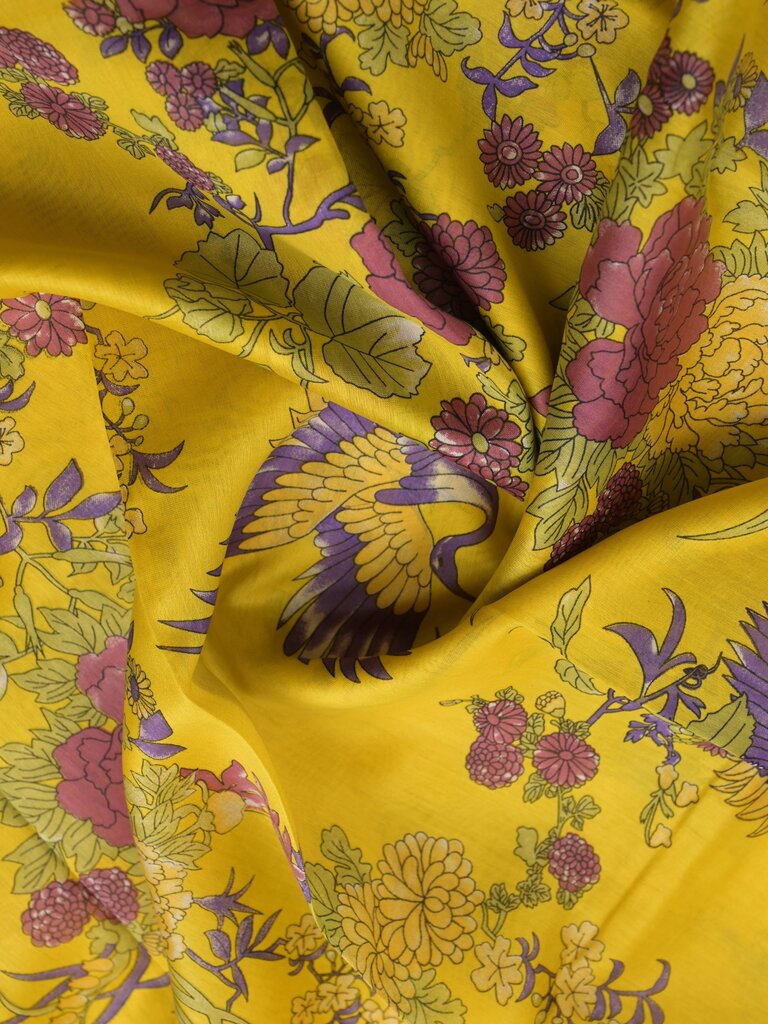 chanderi printed fancy saree for women | lemon yellow | zari border | party wear