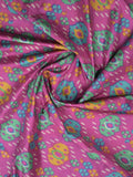 Crape fancy saree purple color allover prints & contrast border with printed pallu and attached plain blouse
