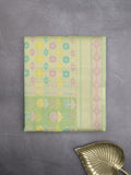 Chanderi fancy saree in light green color allover weaves & zari border with brocade pallu and brocade blouse