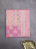 Chanderi fancy saree in pink color allover weaves & zari border with brocade pallu and brocade blouse