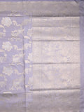 Banaras pattu saree grey color allover zari weaves & zari border with rich pallu and attached plain blouse