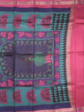 chanderi printed fancy saree for women | lemon yellow | zari border | party wear