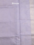 Banaras pattu saree grey color allover zari weaves & zari border with rich pallu and attached plain blouse
