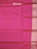Banaras pattu saree rani pink color allover zari weaves & zari border with rich pallu and attached plain blouse