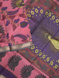 chanderi printed fancy saree for women | lemon yellow | zari border | party wear