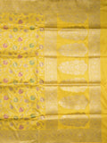 Banaras pattu saree golden yellow color allover zari weaves & zari border with rich pallu and attached plain blouse