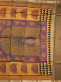 chanderi printed fancy saree for women | lemon yellow | zari border | party wear