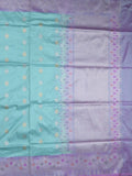 Banaras pattu saree sky blue color allover zari motifs & zari border with rich pallu and contrast plain blouse